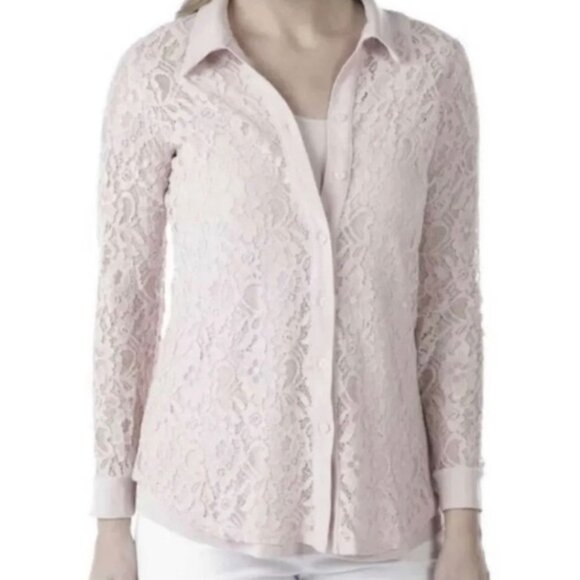 NEW Mr. Max Pink Lace Blouse with Tank Top 2-Piece Set Size XS (bin 1J) - Picture 2 of 4